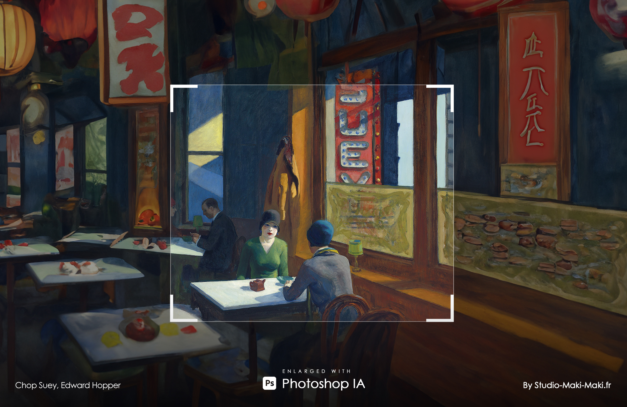 Chop Suey, Edward Hopper - Enlarged with Photoshop IA - By Studio Maki Maki