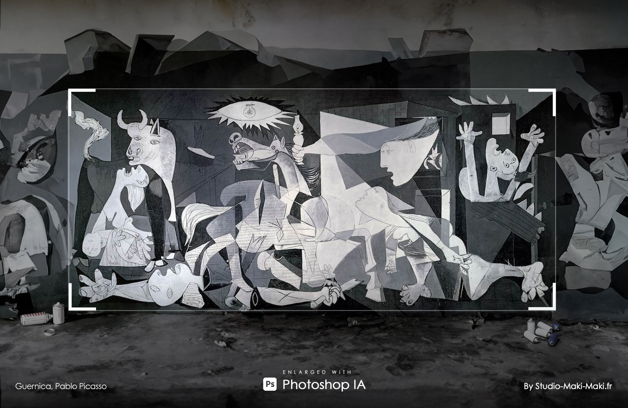 Guernica, Pablo Picasso - Enlarged with Photoshop IA - By Studio Maki Maki