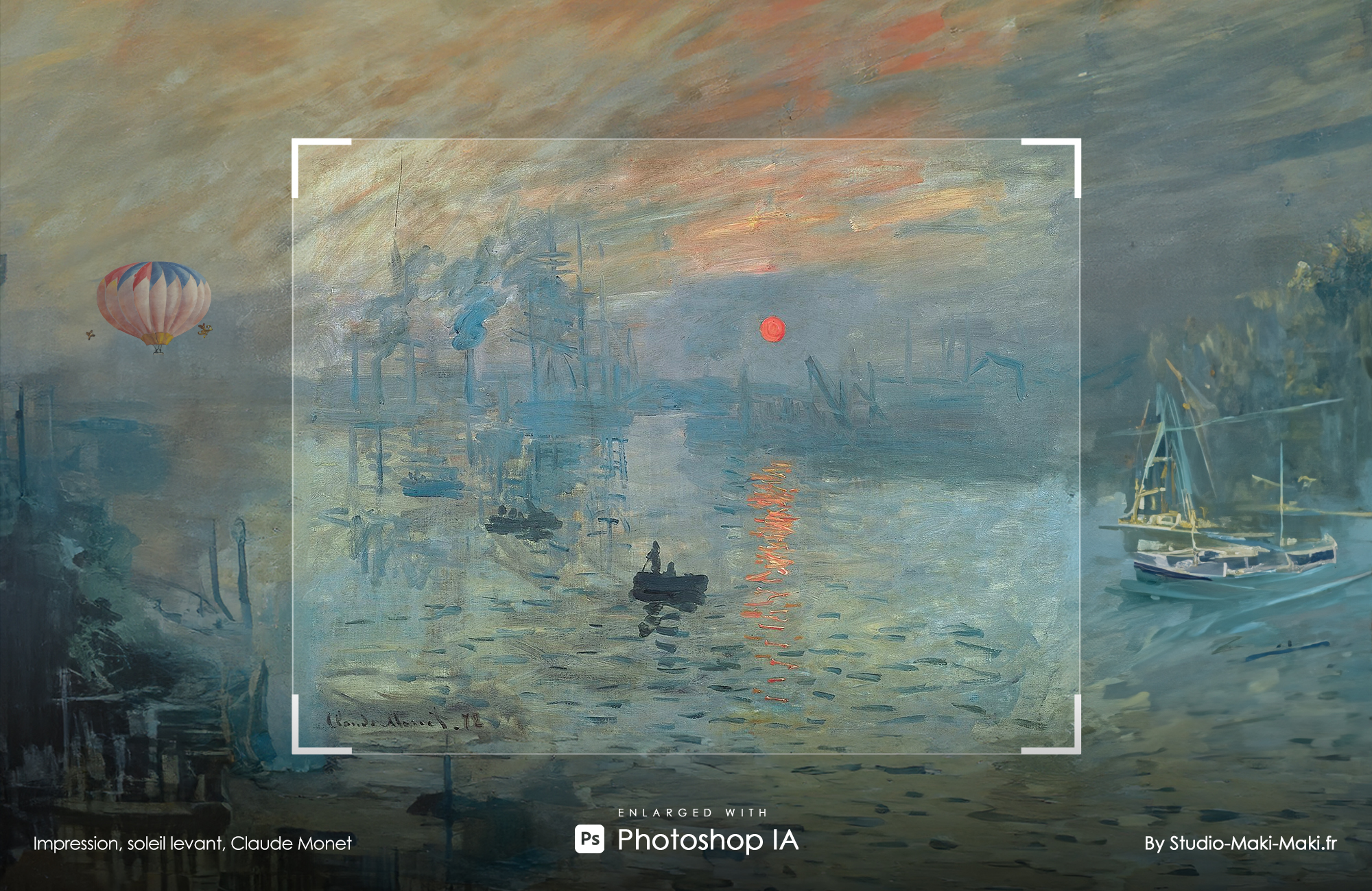 Impression, soleil levant, Claude Monet - Enlarged with Photoshop IA - By Studio Maki Maki
