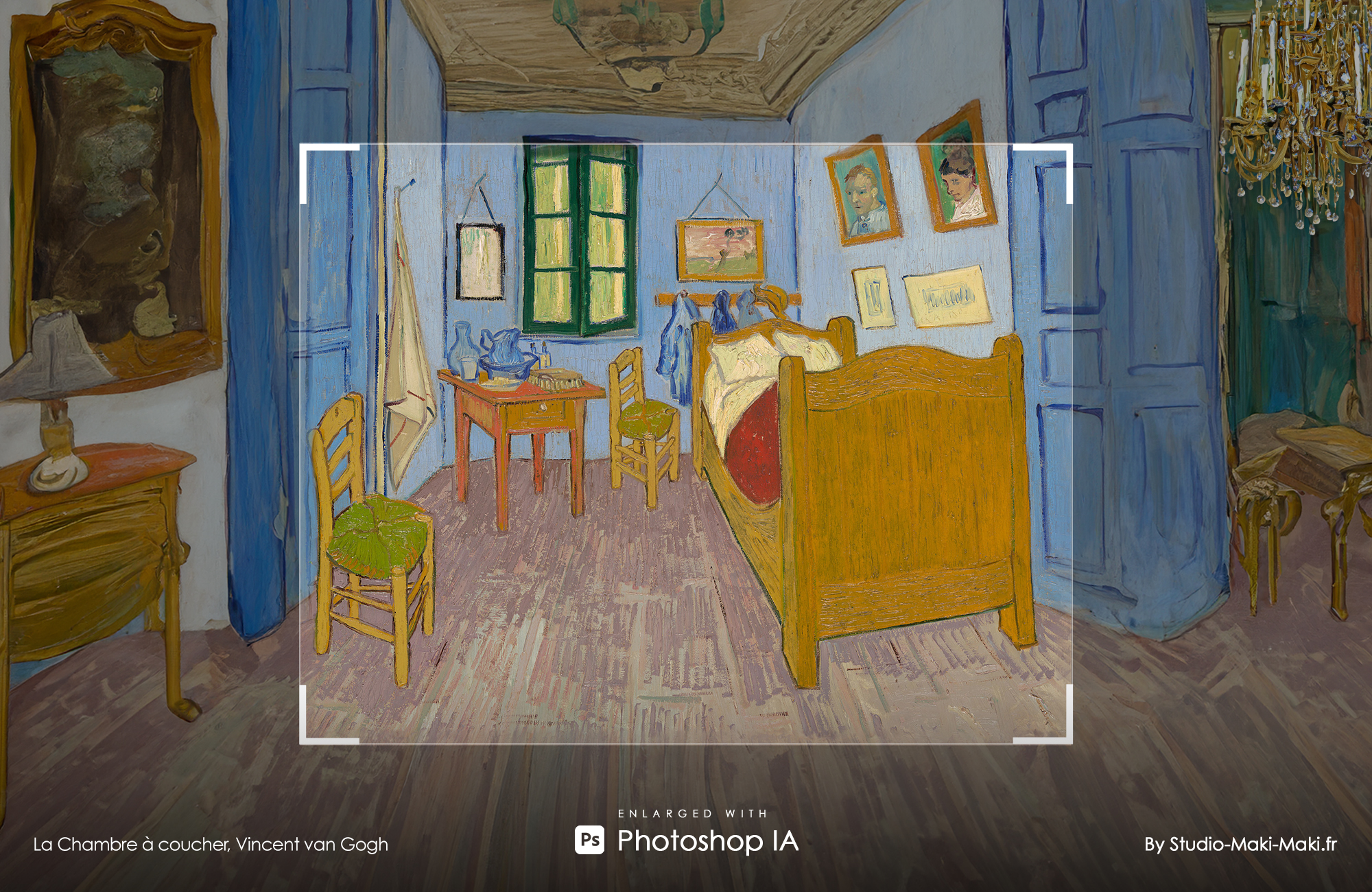 La Chambre à coucher, Vincent van Gogh - Enlarged with Photoshop IA - By Studio Maki Maki