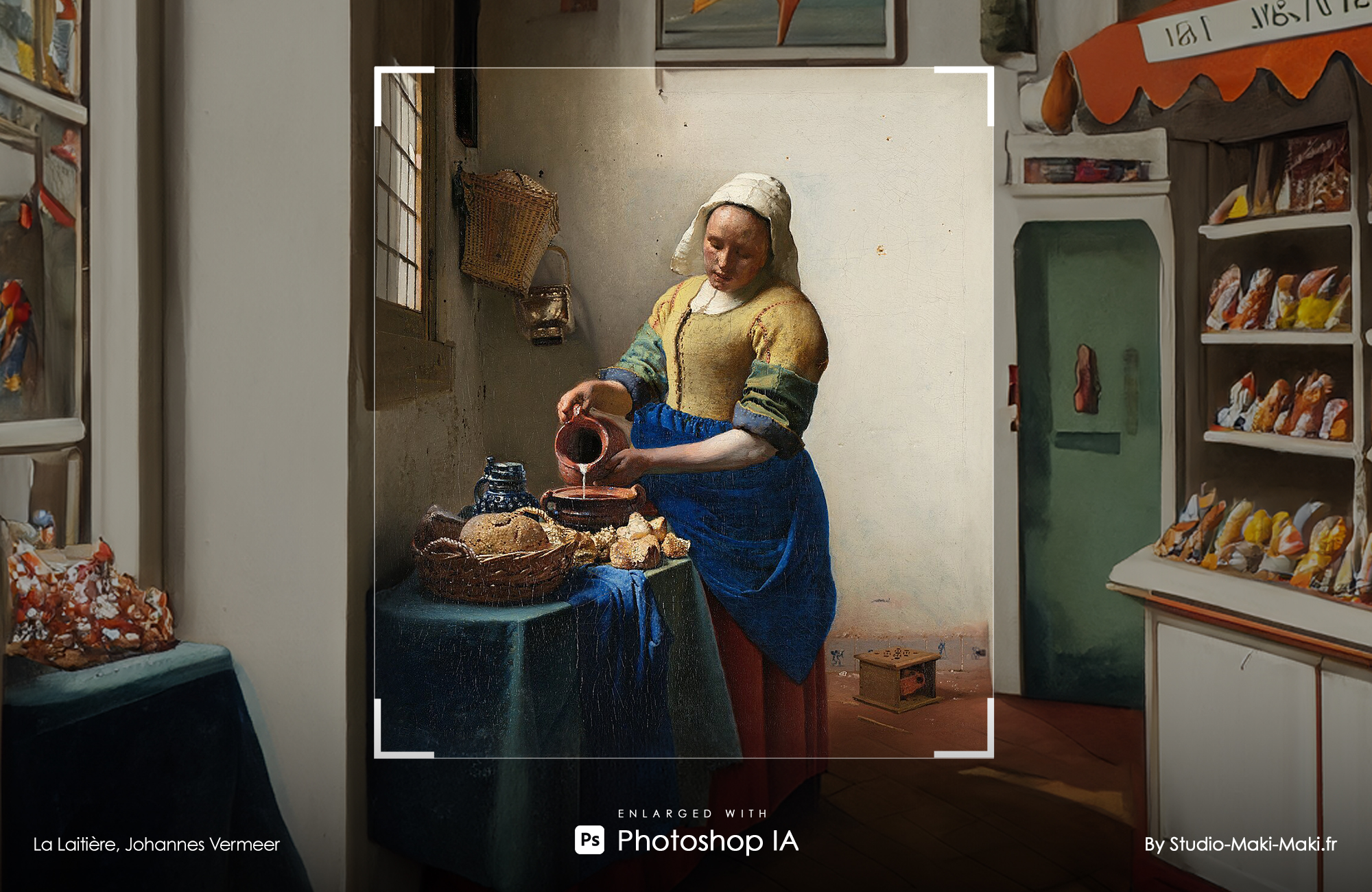 La Laitière, Johannes Vermeer - Enlarged with Photoshop IA - By Studio Maki Maki