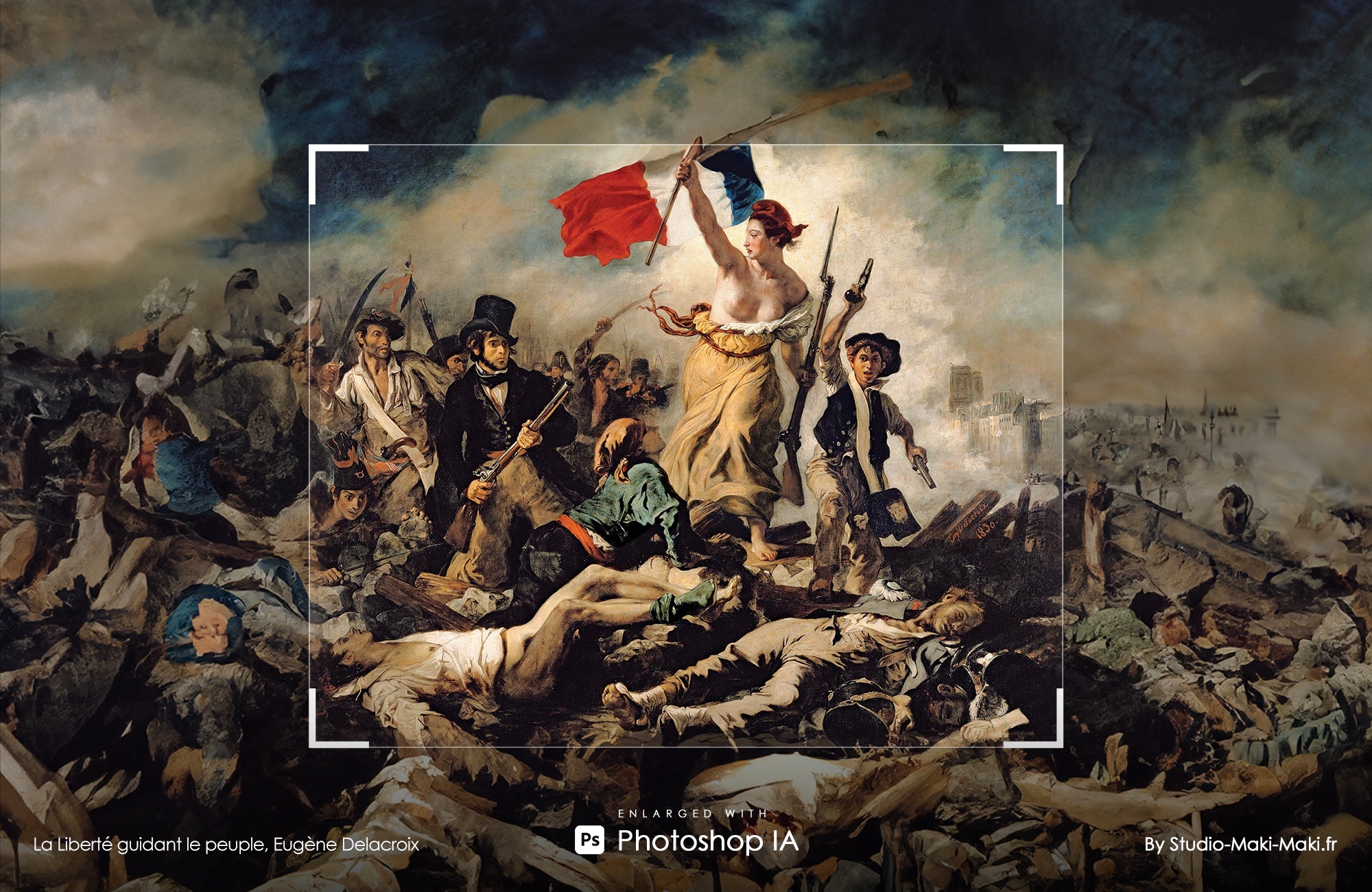 La Liberté guidant le peuple, Eugène Delacroix - Enlarged with Photoshop IA - By Studio Maki Maki