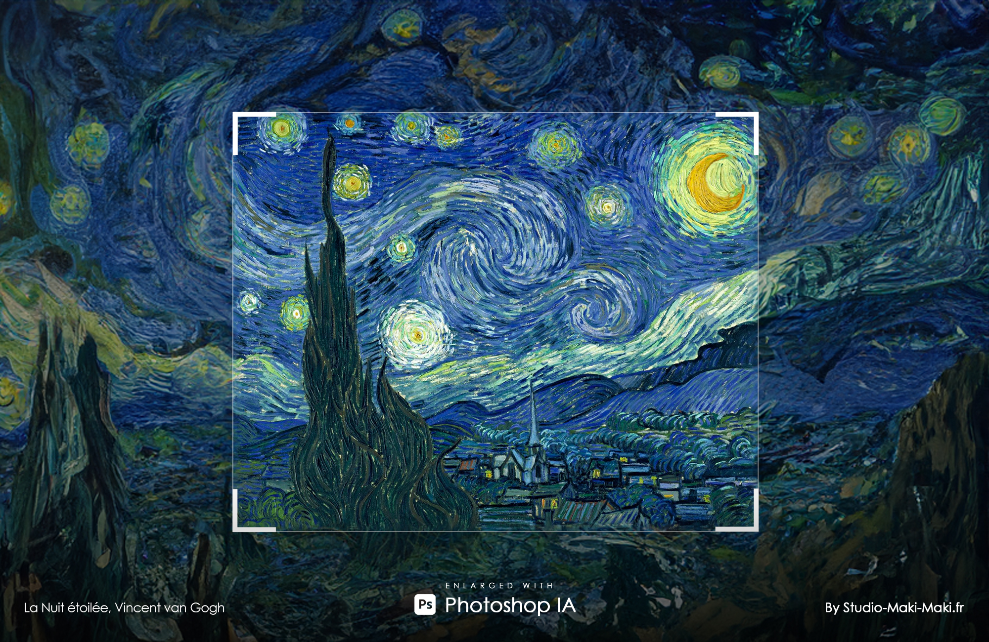 La Nuit étoilée, Vincent van Gogh - Enlarged with Photoshop IA - By Studio Maki Maki