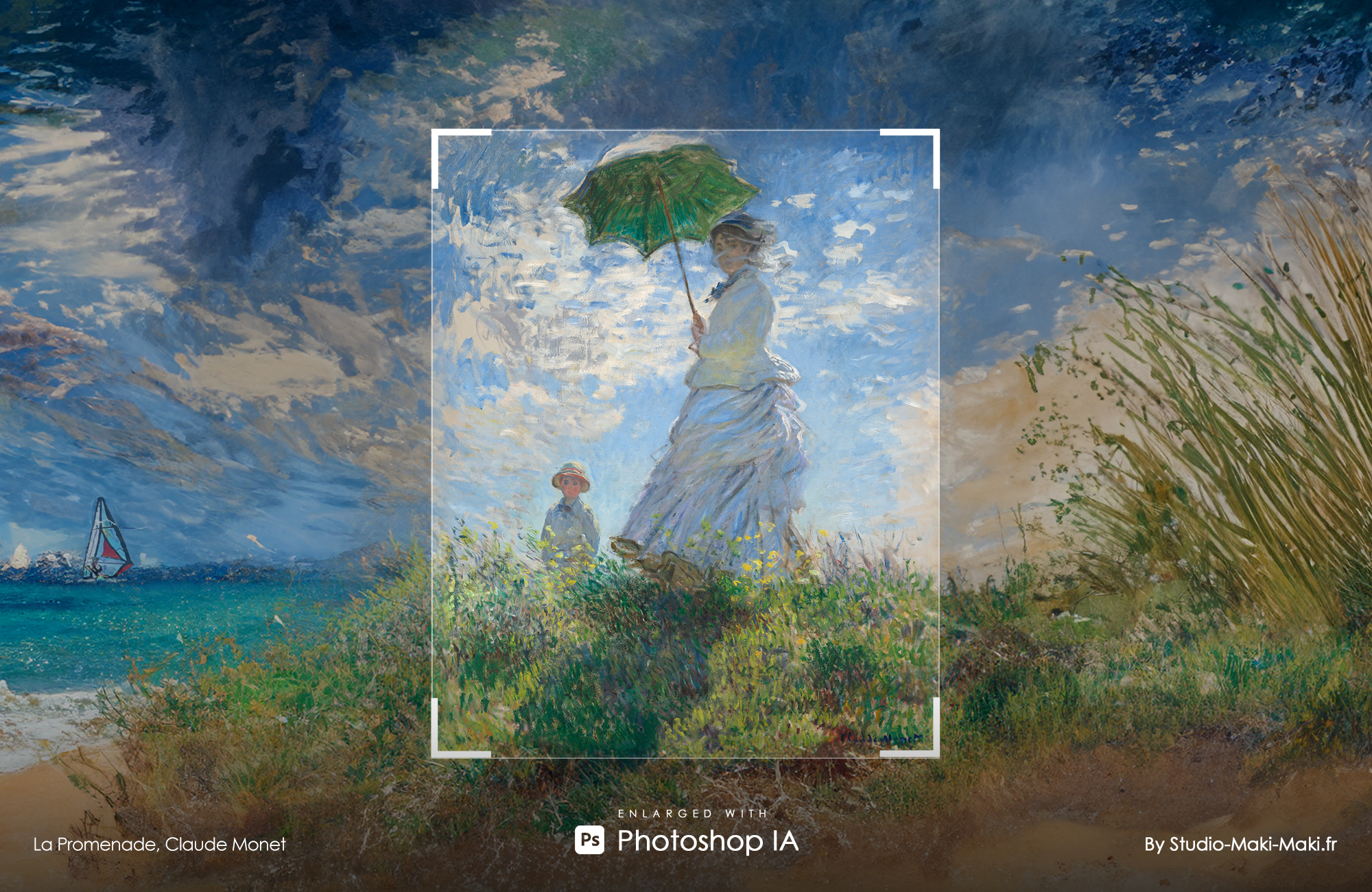 La Promenade, Claude Monet - Enlarged with Photoshop IA - By Studio Maki Maki
