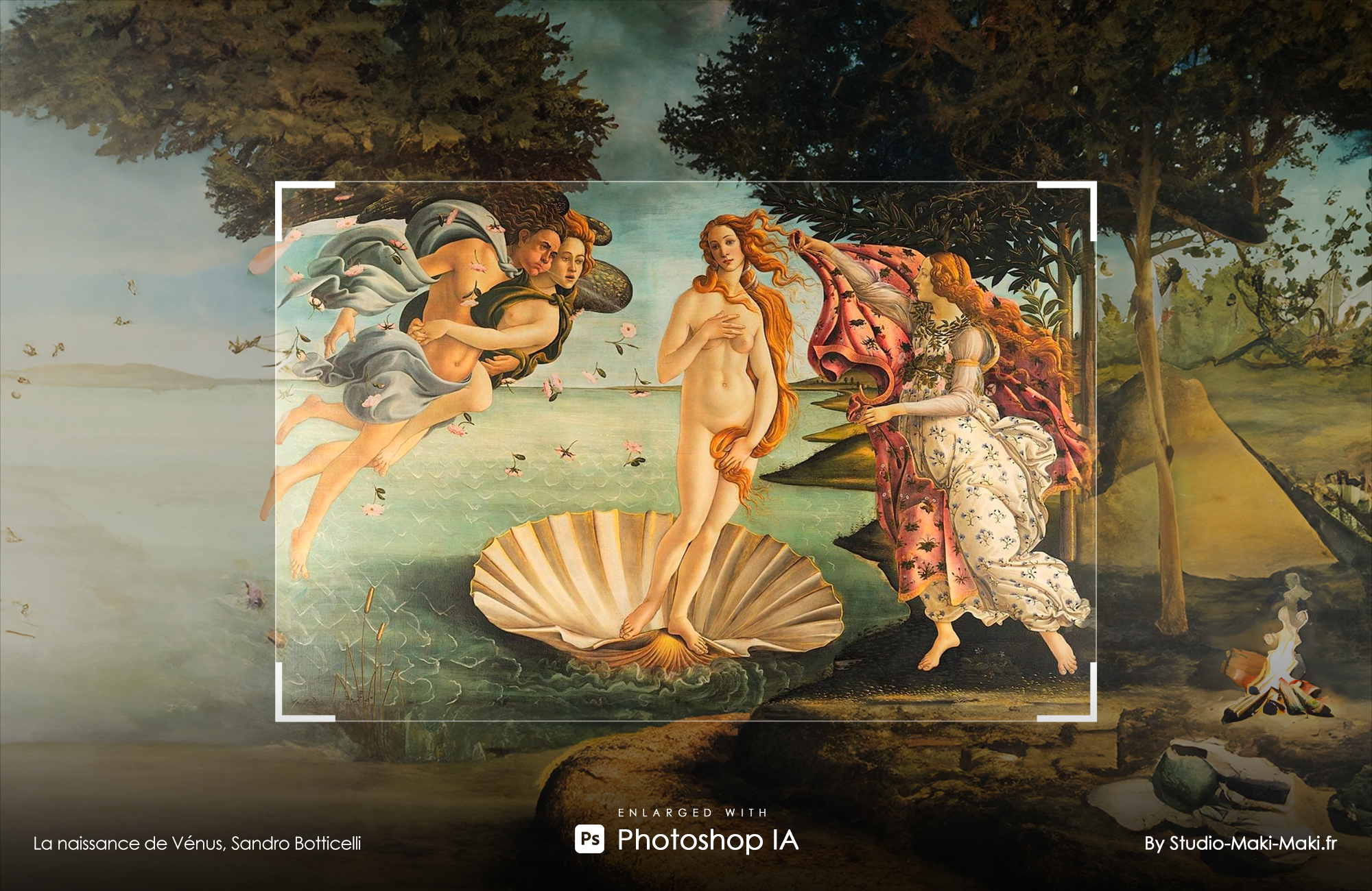 La naissance de Vénus, Sandro Botticelli - Enlarged with Photoshop IA - By Studio Maki Maki